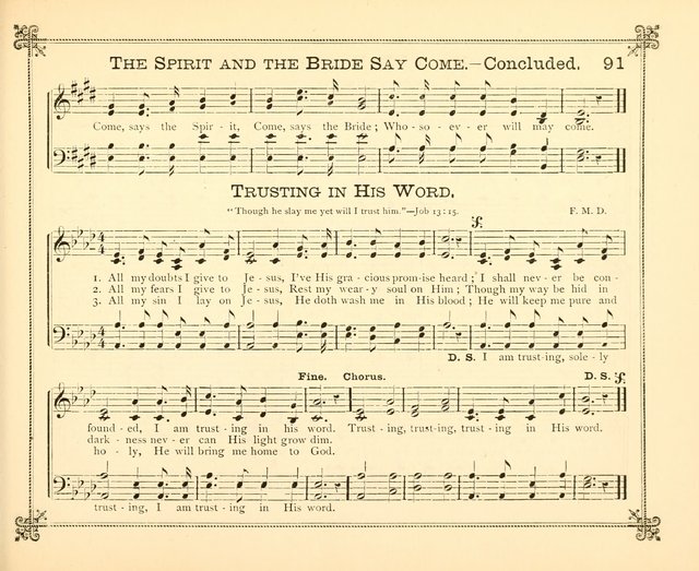 Carols of Joy: choice collection of songs and hymns for the Sunday School, Bible class, and the Home Circle to which has been added an easy method of Rudimental Instruction in Music, for Weekday Study page 91
