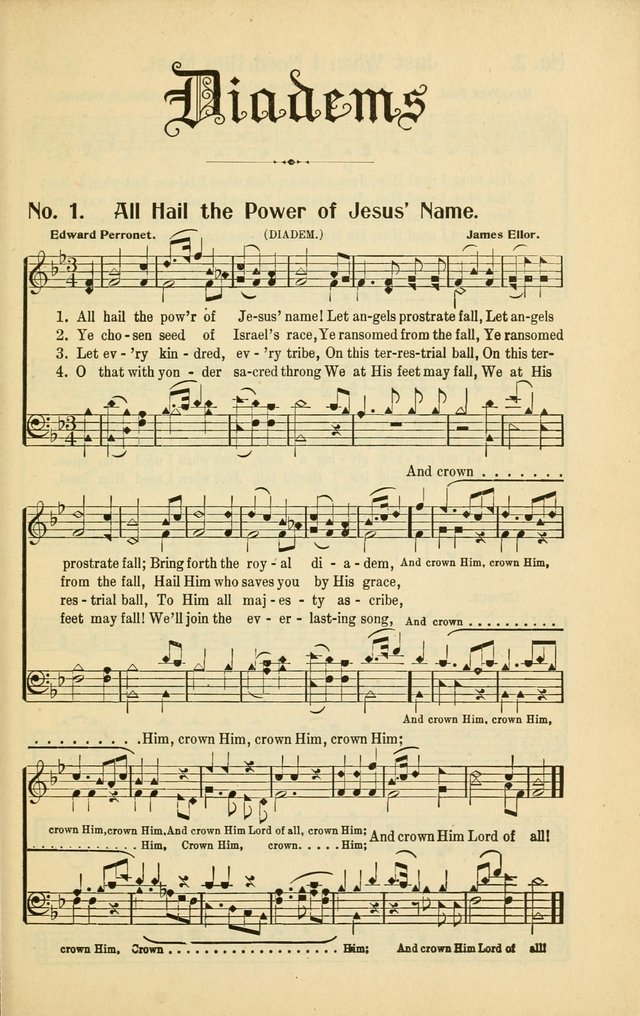 Diadems: a collection of religious songs, new and old, for the church and Sunday school page 1