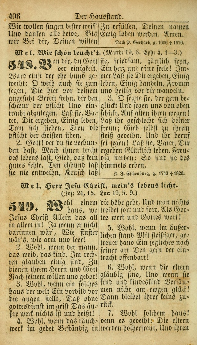 Deutsches Gesangbuch für die Evangelisch-Luterische Kirche in den Vereinigten Staaten: herausgegeben mit kirchlicher Genehmigung  page 406