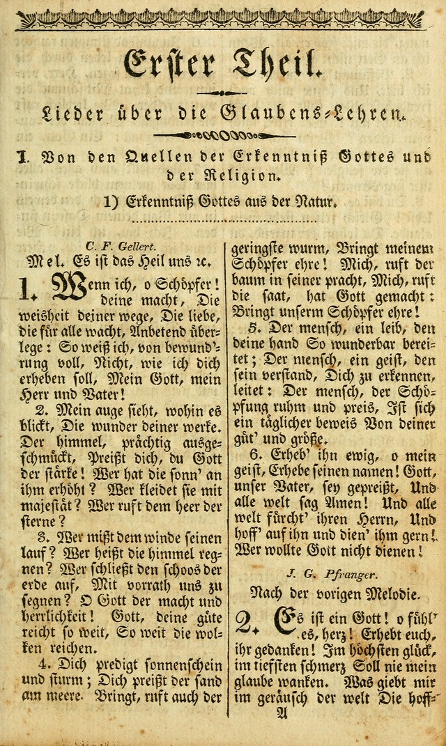 Das Gemeinschaftliche Gesangbuch: zum gottesdienstlichen Gebrauch der Lutherischen und Reformirten Gemeinden in Nord-America. (1st.. Aufl) page 1