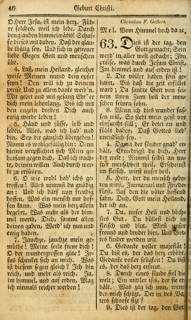 Das Gemeinschaftliche Gesangbuch: zum gottesdienstlichen Gebrauch der Lutherischen und Reformirten Gemeinden in Nord-America. (1st.. Aufl) page 46