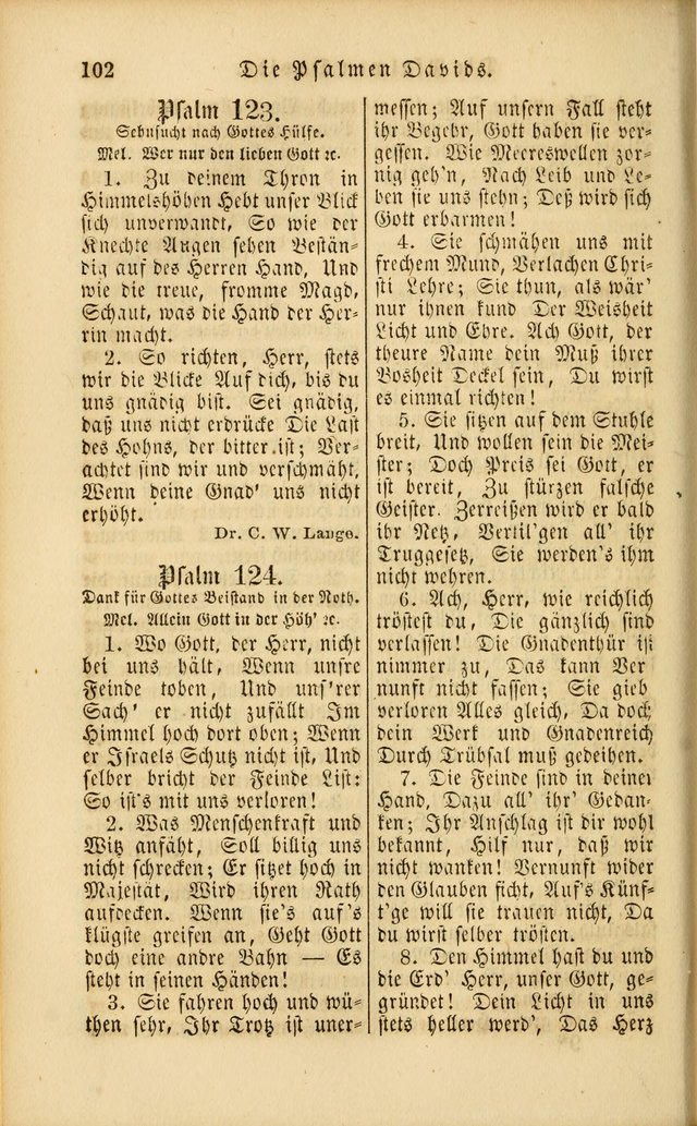 Die Psalmen Davids: nebst einer Sammlung Geistlicher lieder für Oeffentlichen und Privat-Gottesdienst page 102