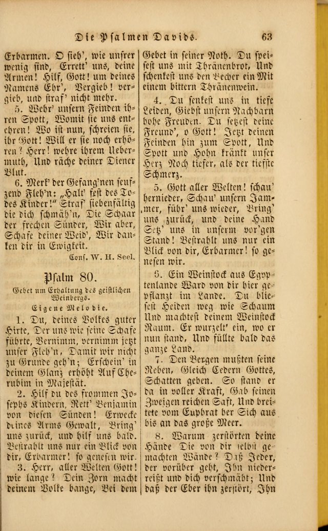 Die Psalmen Davids: nebst einer Sammlung Geistlicher lieder für Oeffentlichen und Privat-Gottesdienst page 63