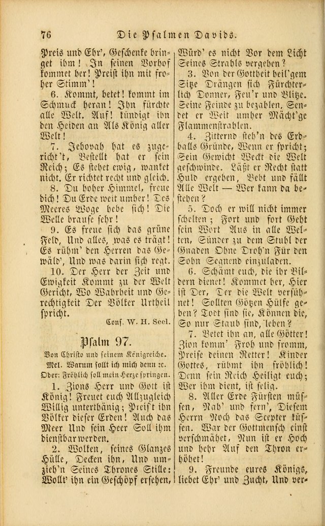 Die Psalmen Davids: nebst einer Sammlung Geistlicher lieder für Oeffentlichen und Privat-Gottesdienst page 76