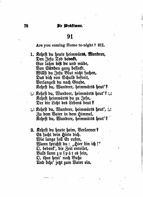Die Weckstimme: Eine Sammlung geistlicher Lieder für jugendliche Sänger (8th ed.) page 76