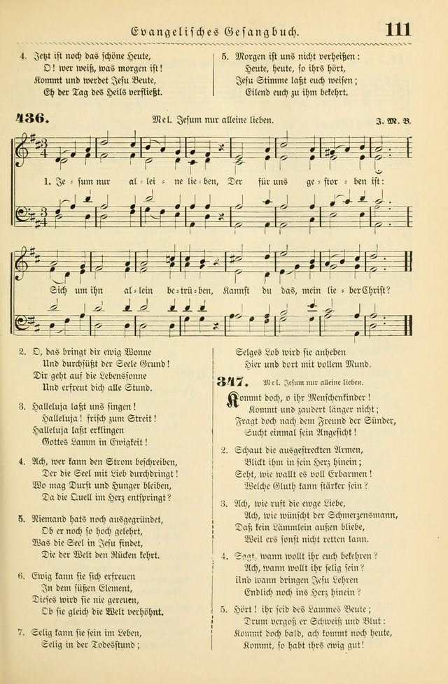 Evangelisches Gesangbuch mit vierstimmigen Melodien: für den öffentlichen und häuslichen Gottesdienst page 111