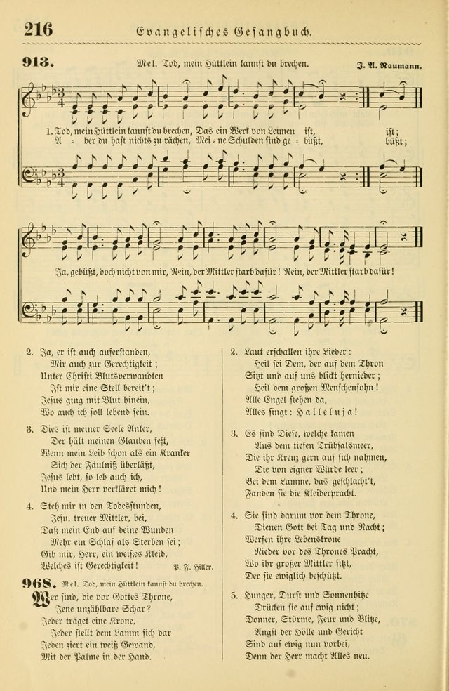 Evangelisches Gesangbuch mit vierstimmigen Melodien: für den öffentlichen und häuslichen Gottesdienst page 216