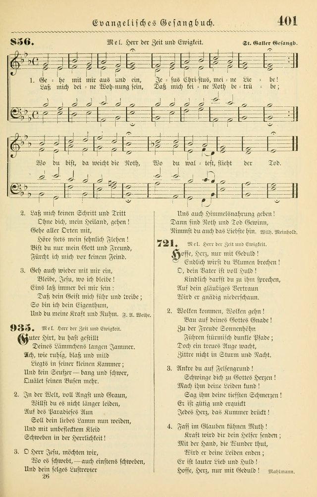 Evangelisches Gesangbuch mit vierstimmigen Melodien: für den öffentlichen und häuslichen Gottesdienst page 401