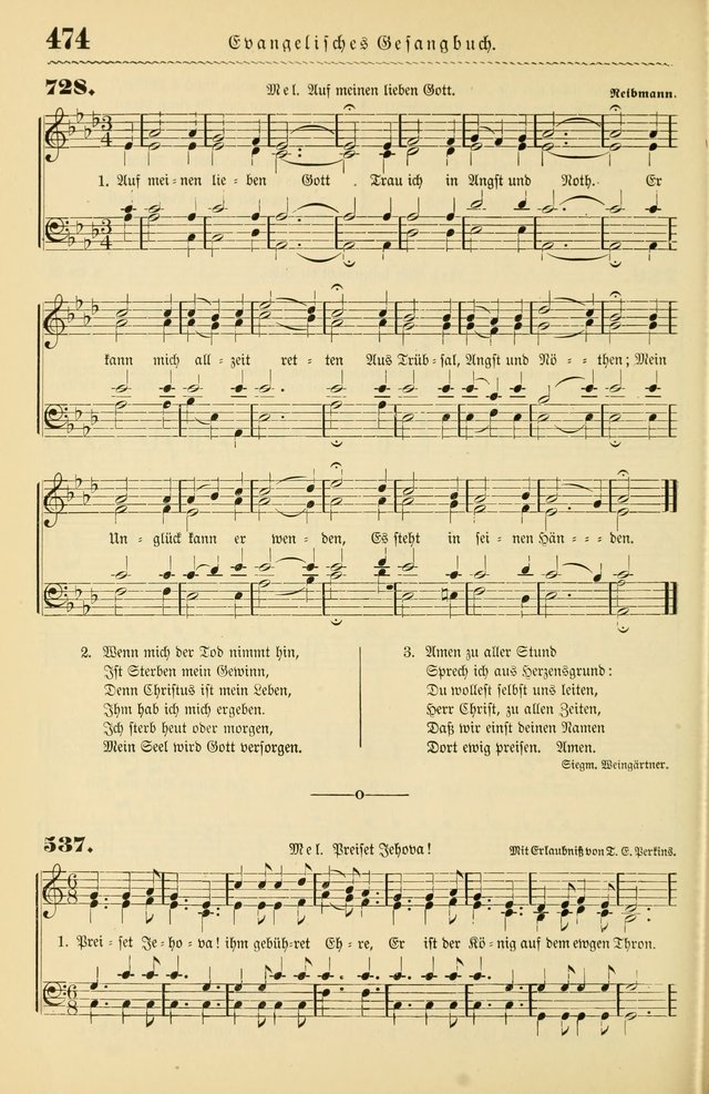 Evangelisches Gesangbuch mit vierstimmigen Melodien: für den öffentlichen und häuslichen Gottesdienst page 474