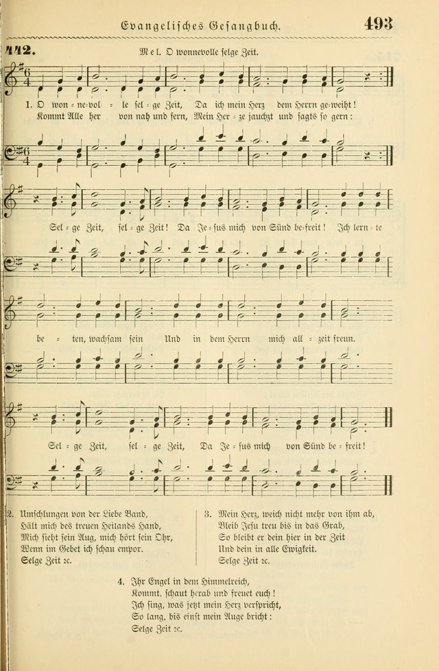 Evangelisches Gesangbuch mit vierstimmigen Melodien: für den öffentlichen und häuslichen Gottesdienst page 493