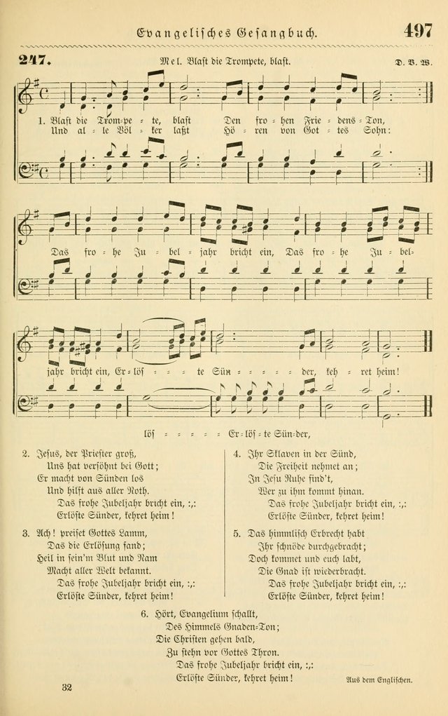 Evangelisches Gesangbuch mit vierstimmigen Melodien: für den öffentlichen und häuslichen Gottesdienst page 497