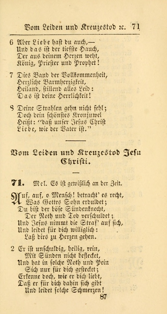 Evangelisches Gesangbuch: oder eine sammlung geistreicher lieder zum gebrauch der Evangelischen Gemeinschaft und aller heilsuchenden seelen page 87