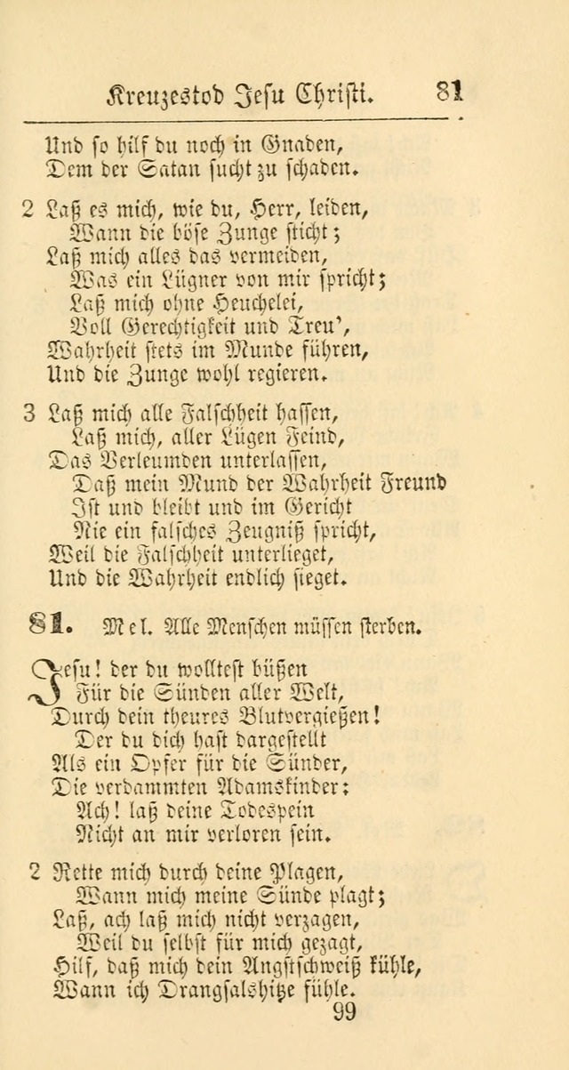 Evangelisches Gesangbuch: oder eine sammlung geistreicher lieder zum gebrauch der Evangelischen Gemeinschaft und aller heilsuchenden seelen page 99