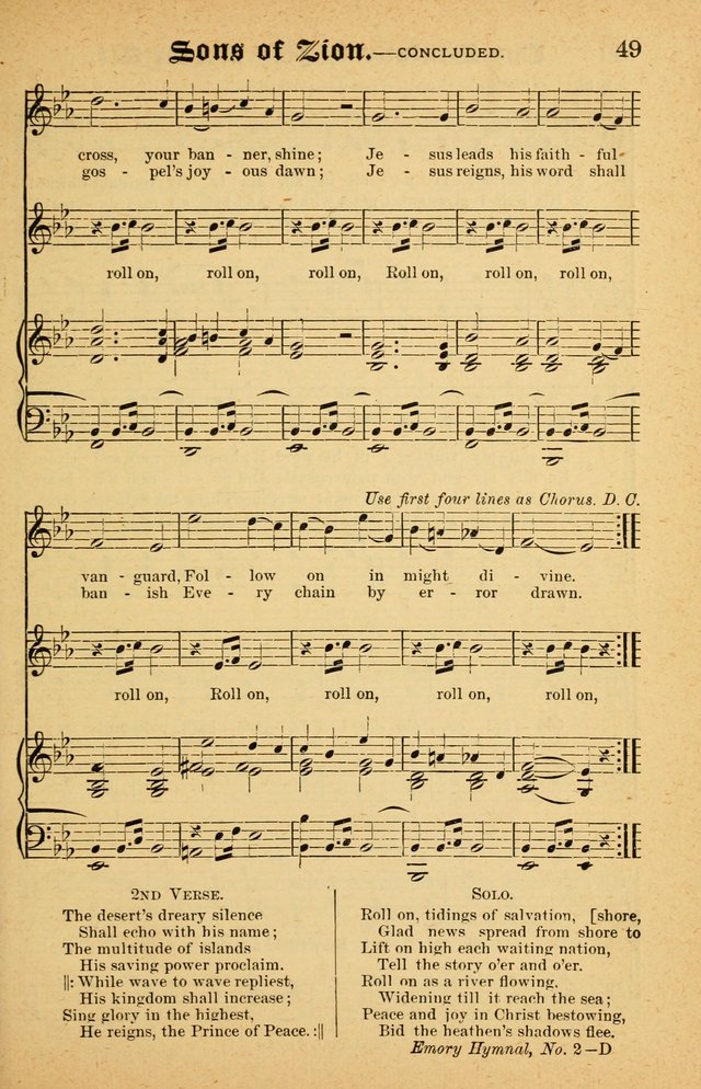The Emory Hymnal No. 2: sacred hymns and music for use in public worship, Sunday-schools, social meetings and family worship page 49