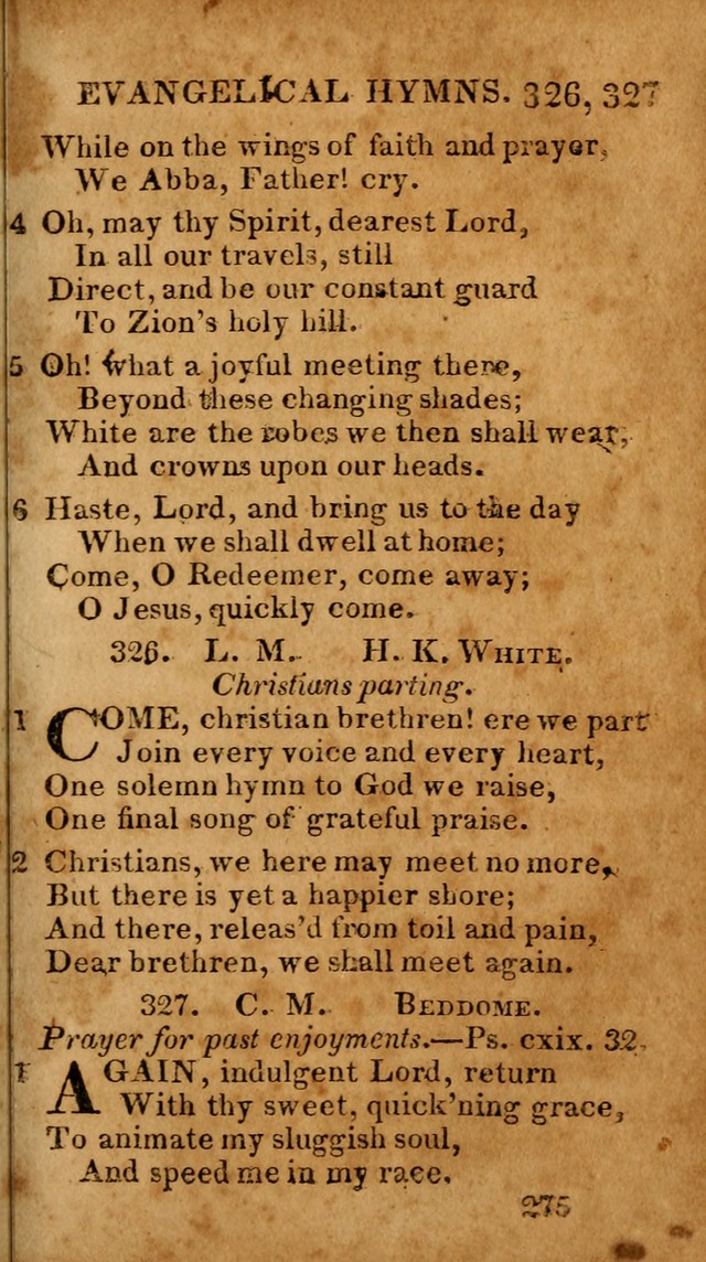 Evangelical Hymns: for private, family, social, and public worship; selected from various authors (3rd ed. enl.) page 275
