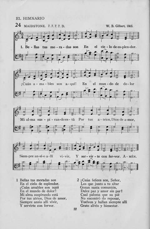 El Himnario para el uso de las Iglesias Evangelicas de Habla Espanola en Todo el Mundo page 22