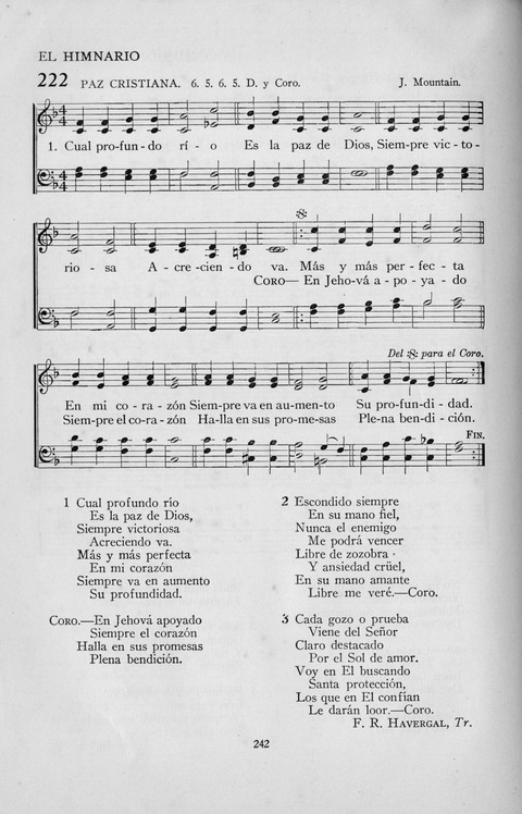 El Himnario para el uso de las Iglesias Evangelicas de Habla Espanola en Todo el Mundo page 242
