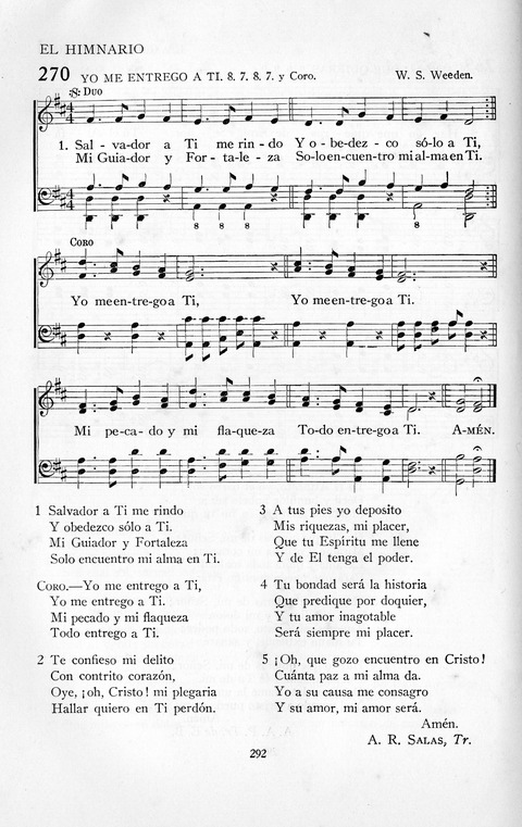 El Himnario para el uso de las Iglesias Evangelicas de Habla Espanola en Todo el Mundo page 292