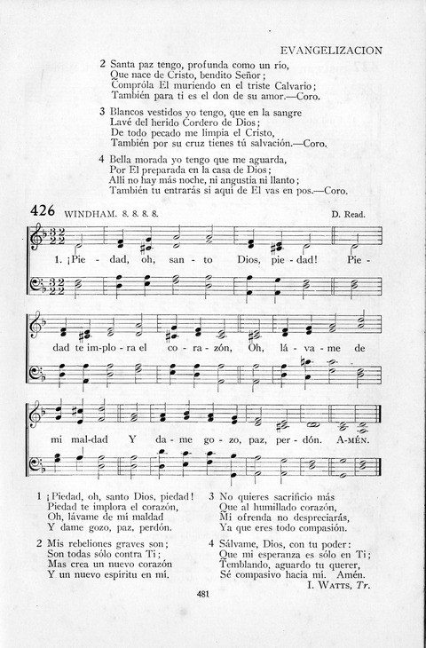 El Himnario para el uso de las Iglesias Evangelicas de Habla Espanola en Todo el Mundo page 482