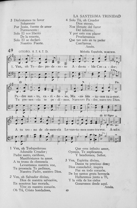 El Himnario para el uso de las Iglesias Evangelicas de Habla Espanola en Todo el Mundo page 49