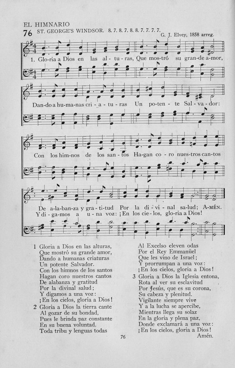 El Himnario para el uso de las Iglesias Evangelicas de Habla Espanola en Todo el Mundo page 76