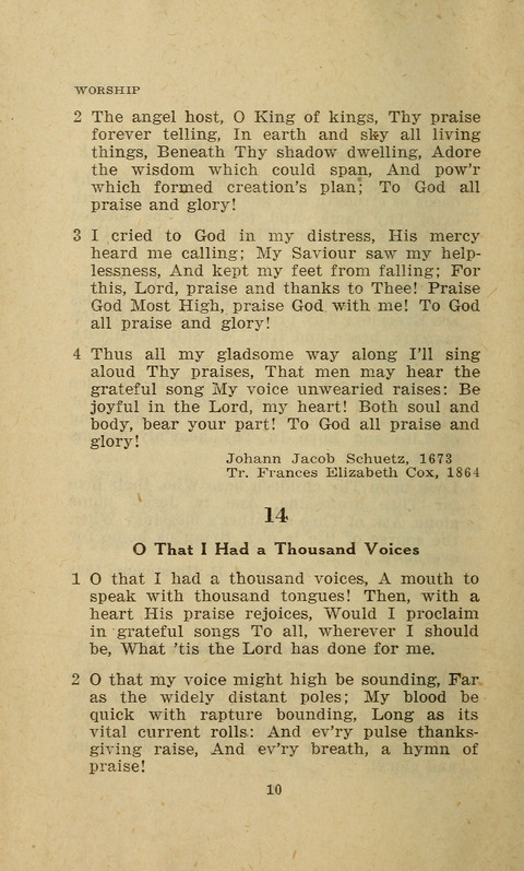 The Evangelical Hymnal. Text edition page 10