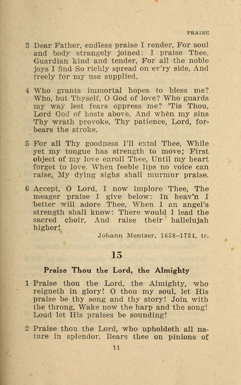 The Evangelical Hymnal. Text edition page 11