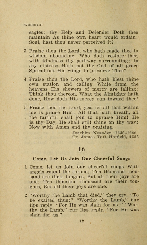 The Evangelical Hymnal. Text edition page 12