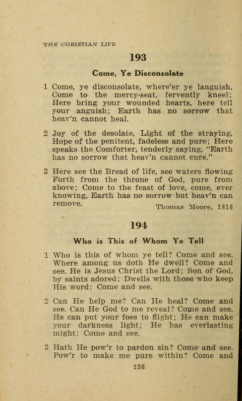 The Evangelical Hymnal. Text edition page 136
