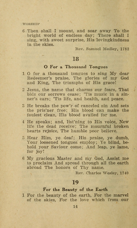 The Evangelical Hymnal. Text edition page 14