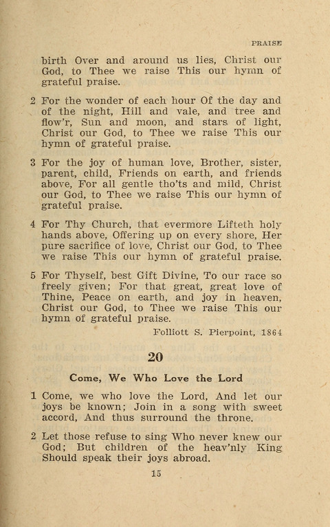 The Evangelical Hymnal. Text edition page 15