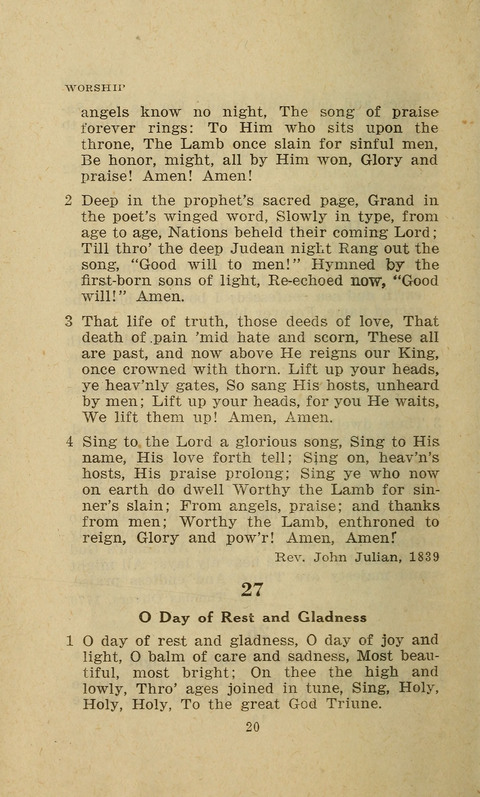The Evangelical Hymnal. Text edition page 20