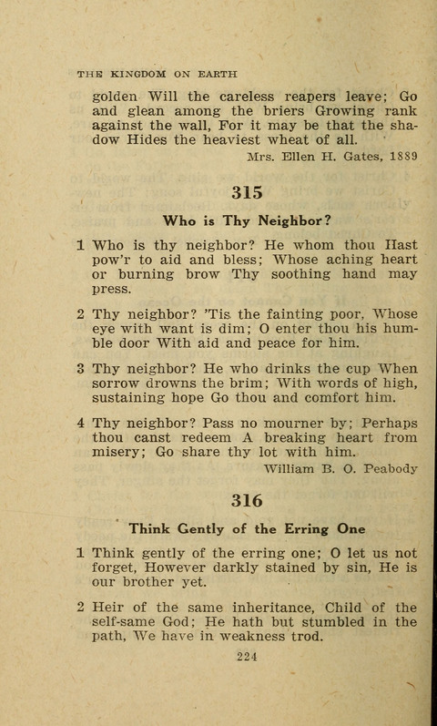 The Evangelical Hymnal. Text edition page 224