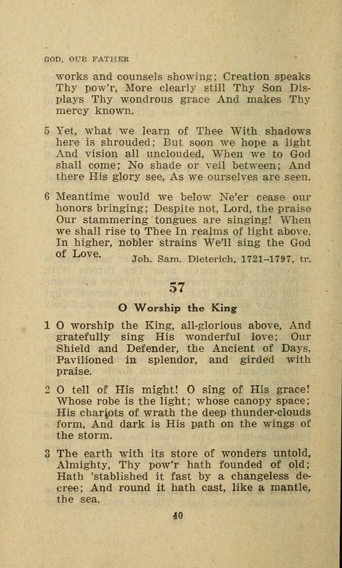 The Evangelical Hymnal. Text edition page 40