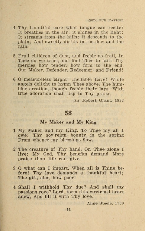 The Evangelical Hymnal. Text edition page 41