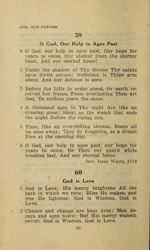 The Evangelical Hymnal. Text edition page 42