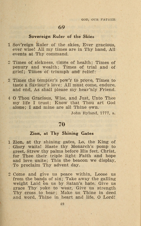 The Evangelical Hymnal. Text edition page 49