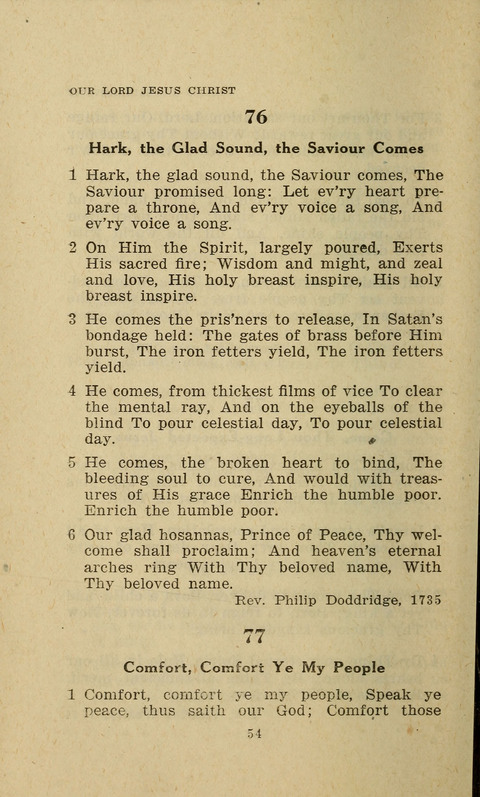 The Evangelical Hymnal. Text edition page 54