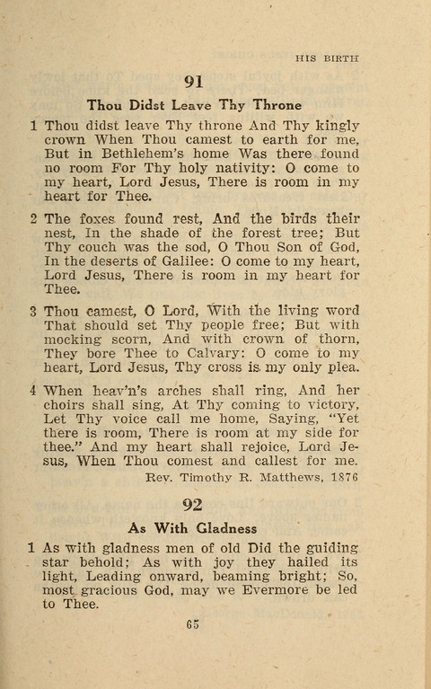 The Evangelical Hymnal. Text edition page 65
