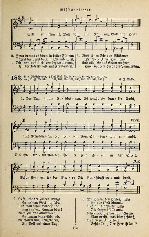 Evangelischer Liederschatz: eine Auswahl der bekanntesten Kernlieder für Sonntags-Schule, Vereine und Gottesdienste (2. Auflage) page 125