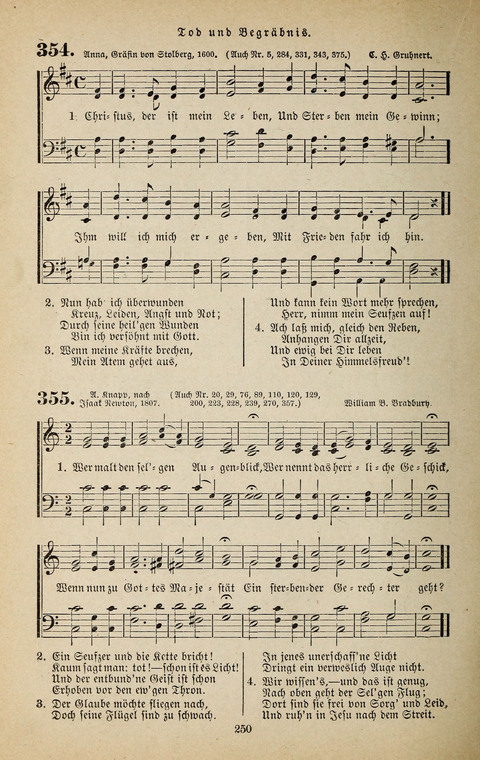 Evangelischer Liederschatz: eine Auswahl der bekanntesten Kernlieder für Sonntags-Schule, Vereine und Gottesdienste (2. Auflage) page 250