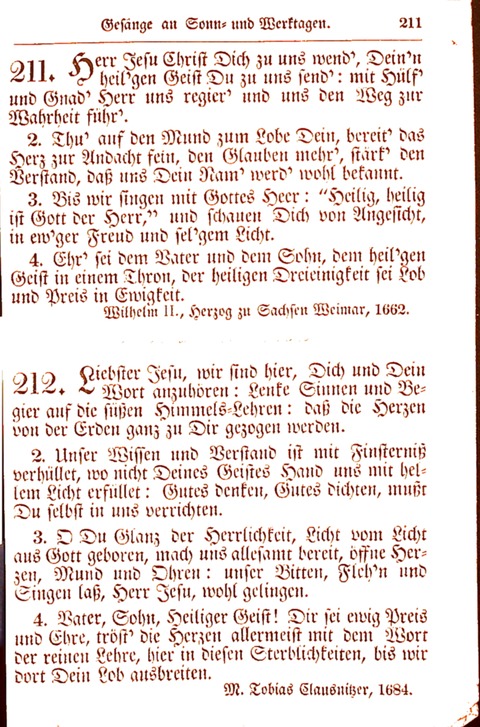 Evangelisch-Lutherisches Gesang-Buch: worin die gebräuchlichsten alten Kirchen-Lieder Dr. M. Lutheri und anderer reinen lehrer und zeugen Gottes, zur Befoerderung der wahren ... (2. verm. Aus.) page 211