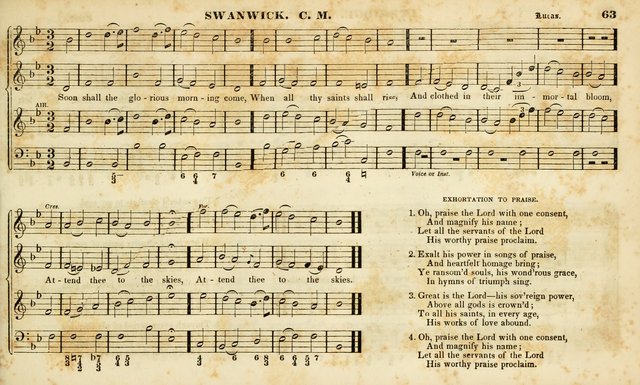 Evangelical Musick: or, The Sacred Minstrel and Sacred Harp United: consisting of a great variety of psalm and hymn tunes, set pieces, anthems, etc. (10th ed) page 63