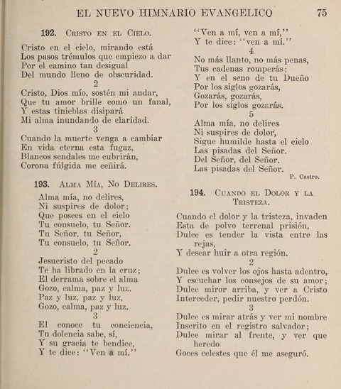 El Nuevo Himnario Evangelico para el uso de las Iglesias Evangelicas de Habla Espanol en Todo el Mundo page 75