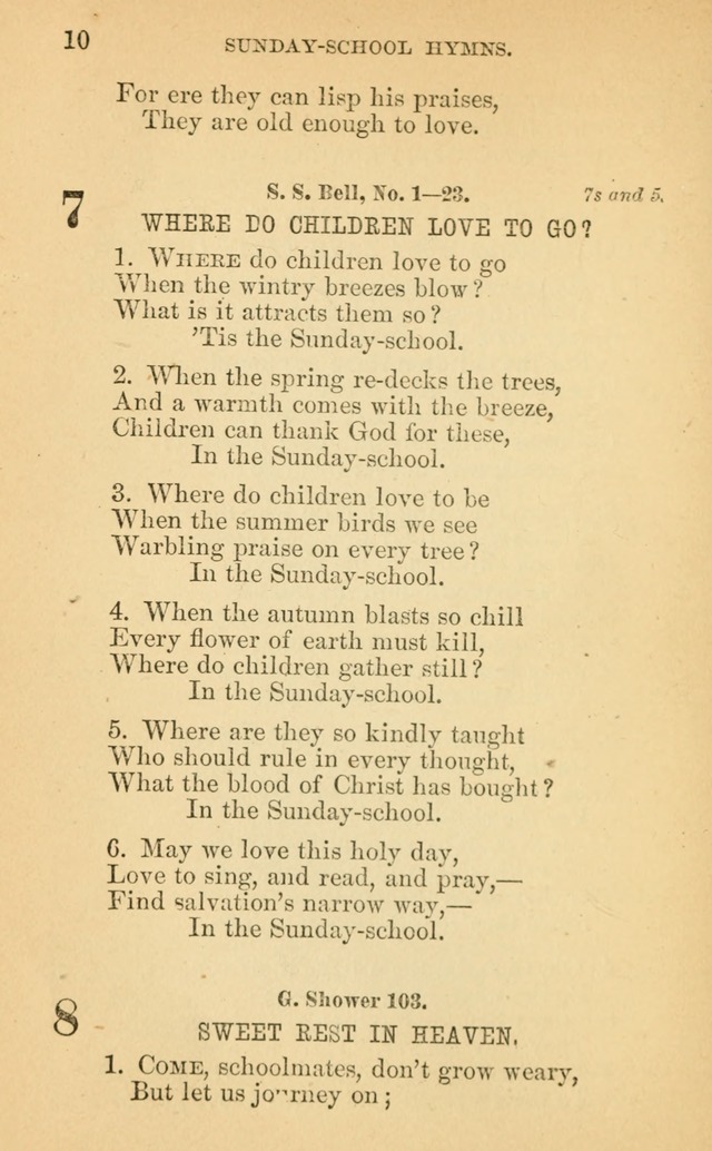 The Eclectic Sabbath School Hymn Book page 10