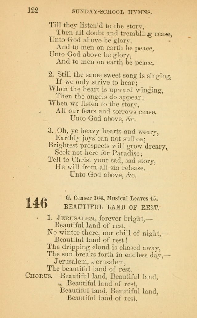 The Eclectic Sabbath School Hymn Book page 122