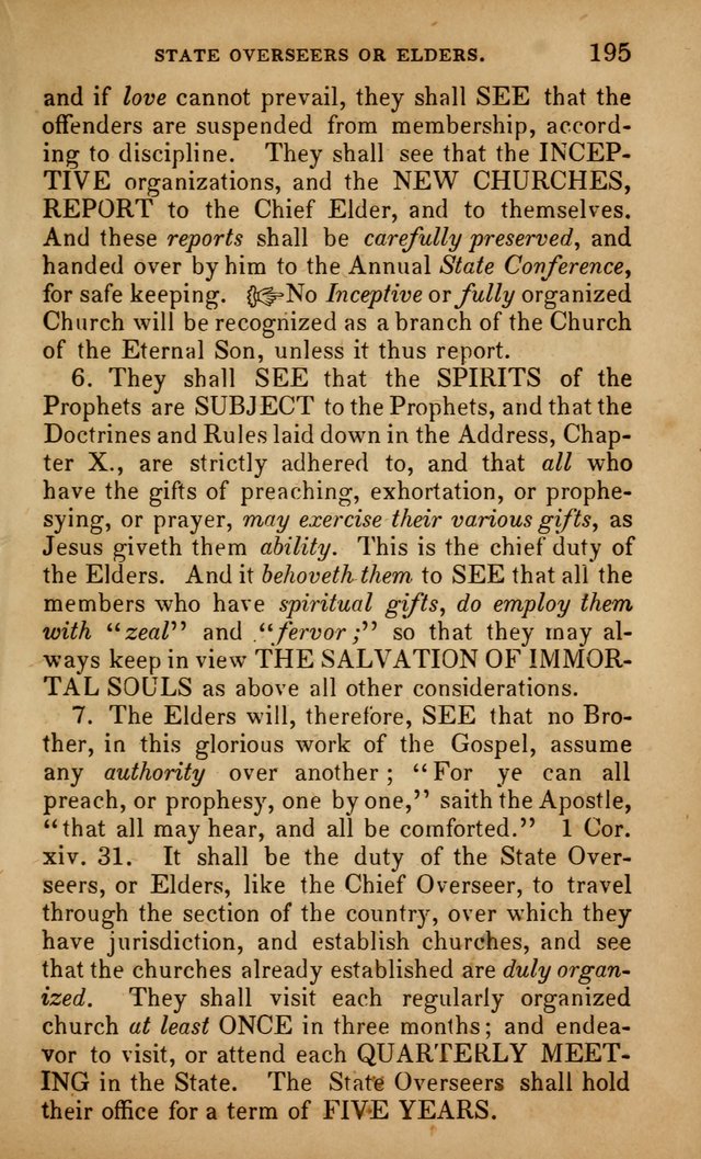 The Faith and Doctrines of the Church of the Eternal Son: intended as a church book for the church of the Eternal Sons generally... to which is added a number of select hymns adapted to the worship... page 195