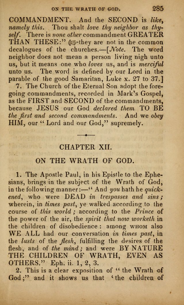 The Faith and Doctrines of the Church of the Eternal Son: intended as a church book for the church of the Eternal Sons generally... to which is added a number of select hymns adapted to the worship... page 285