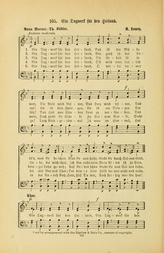 Frohe Lieder und Brüder-Harfe: eine Sammlung von Liedern für Sonntagschulen und Jugendvereine (Spezialle Aufl.) page 120