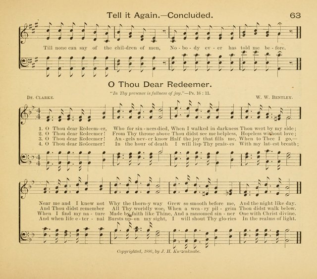 Gates Ajar: a collection of hymns and tunes for use in Sunday schools, praise and prayer meetings page 63